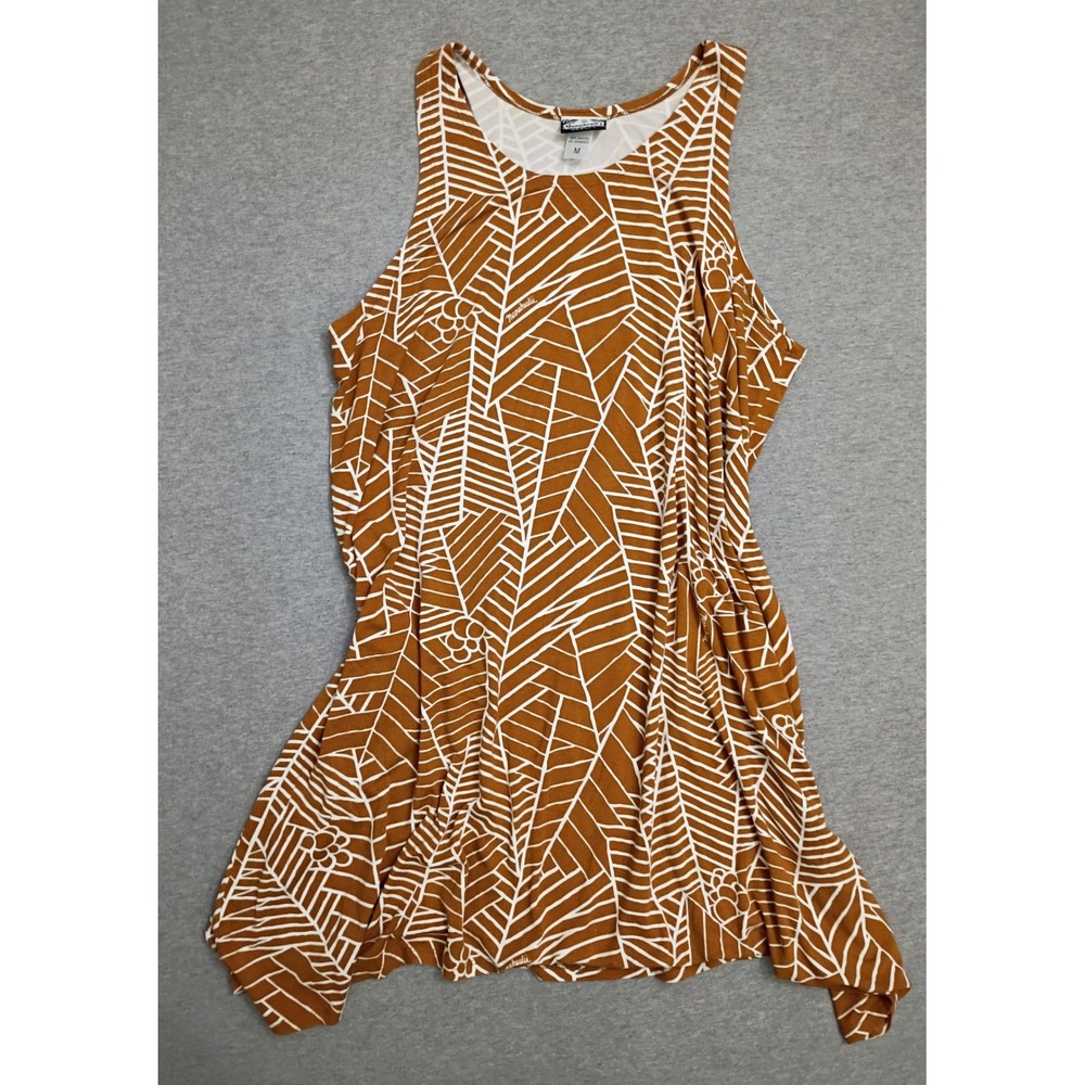 Manuheali'i Hawaii Ulu Print Sleeveless Tank Dress Rust Brown White Medium